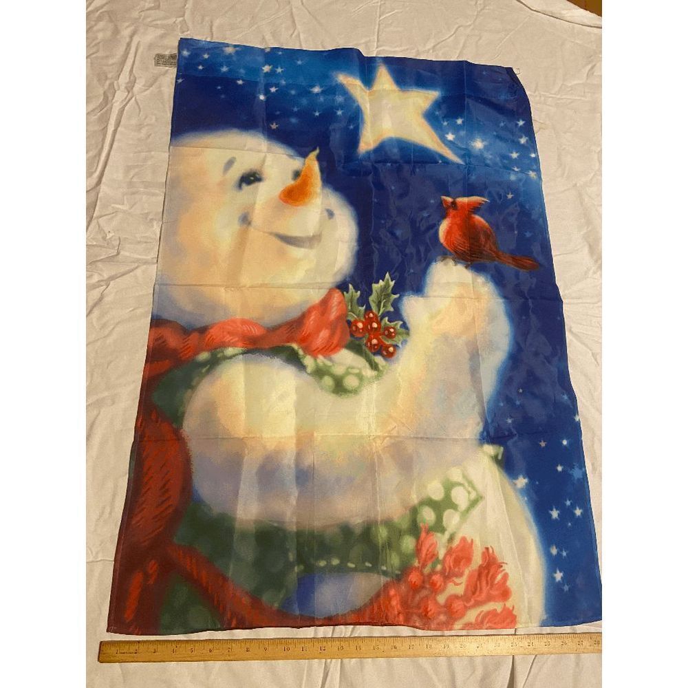 Evergreen Snowman Red Cardinal Full Sized‎ Flag 29x42"